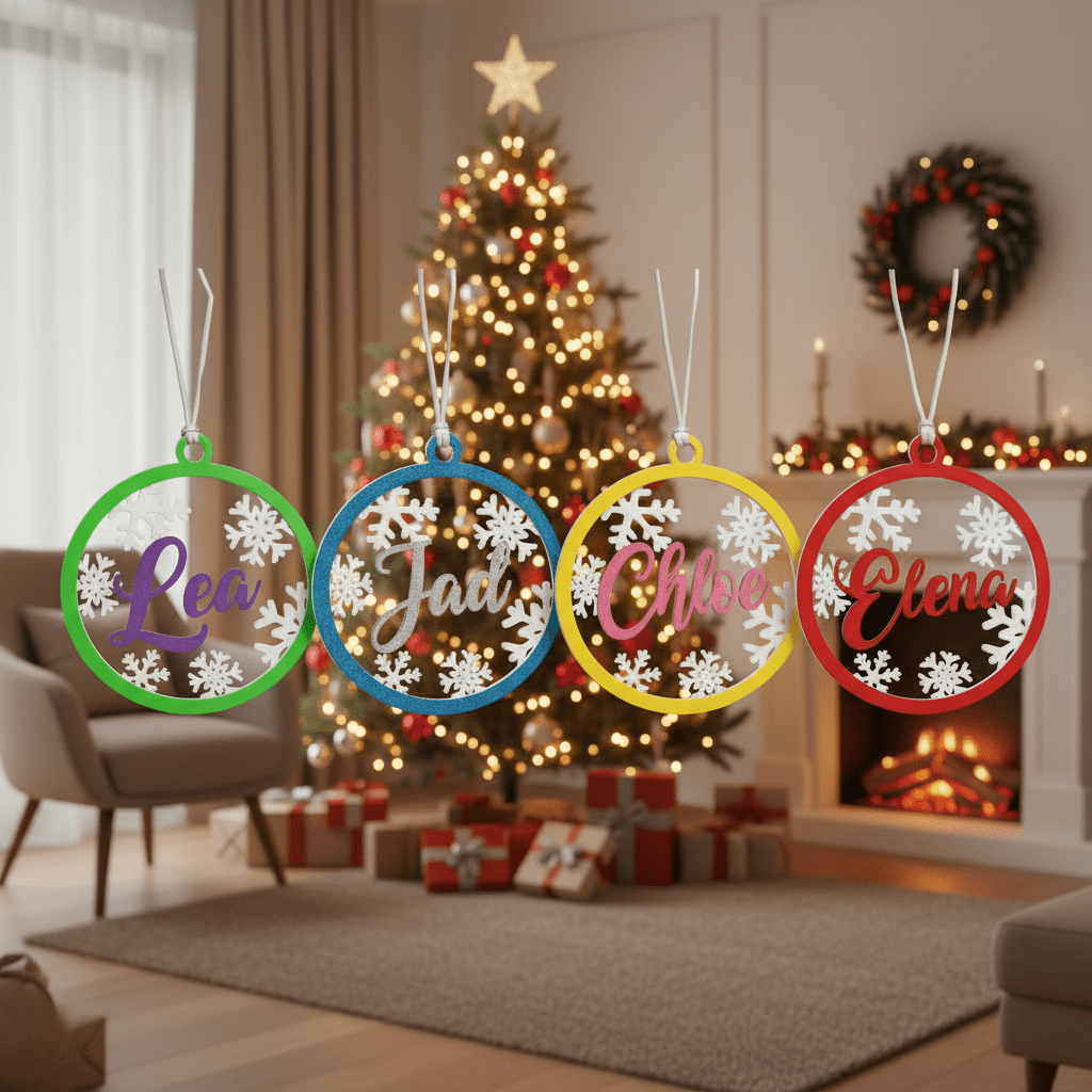 Custom Name Christmas Ornament – Personalized Snowflake Bauble - Nuqta 3D Studio - Nuqta 3D Studio