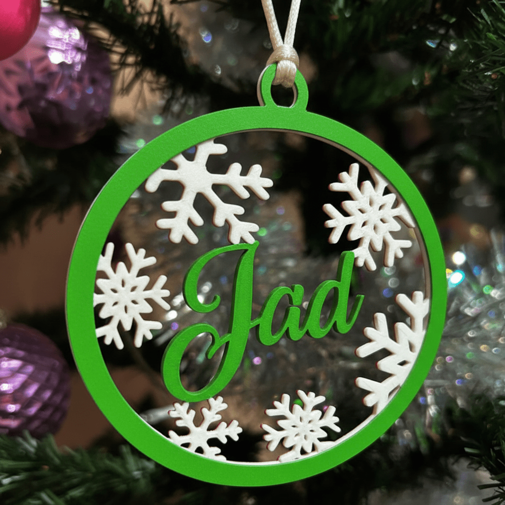 Custom Name Christmas Ornament – Personalized Snowflake Bauble - Nuqta 3D Studio - Nuqta 3D Studio