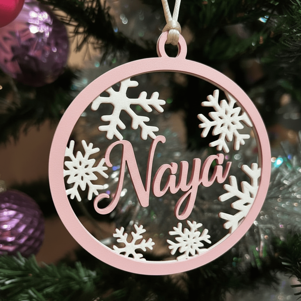 Custom Name Christmas Ornament – Personalized Snowflake Bauble - Nuqta 3D Studio - Nuqta 3D Studio