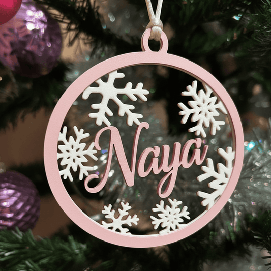 Custom Name Christmas Ornament – Personalized Snowflake Bauble - Nuqta 3D Studio - Nuqta 3D Studio