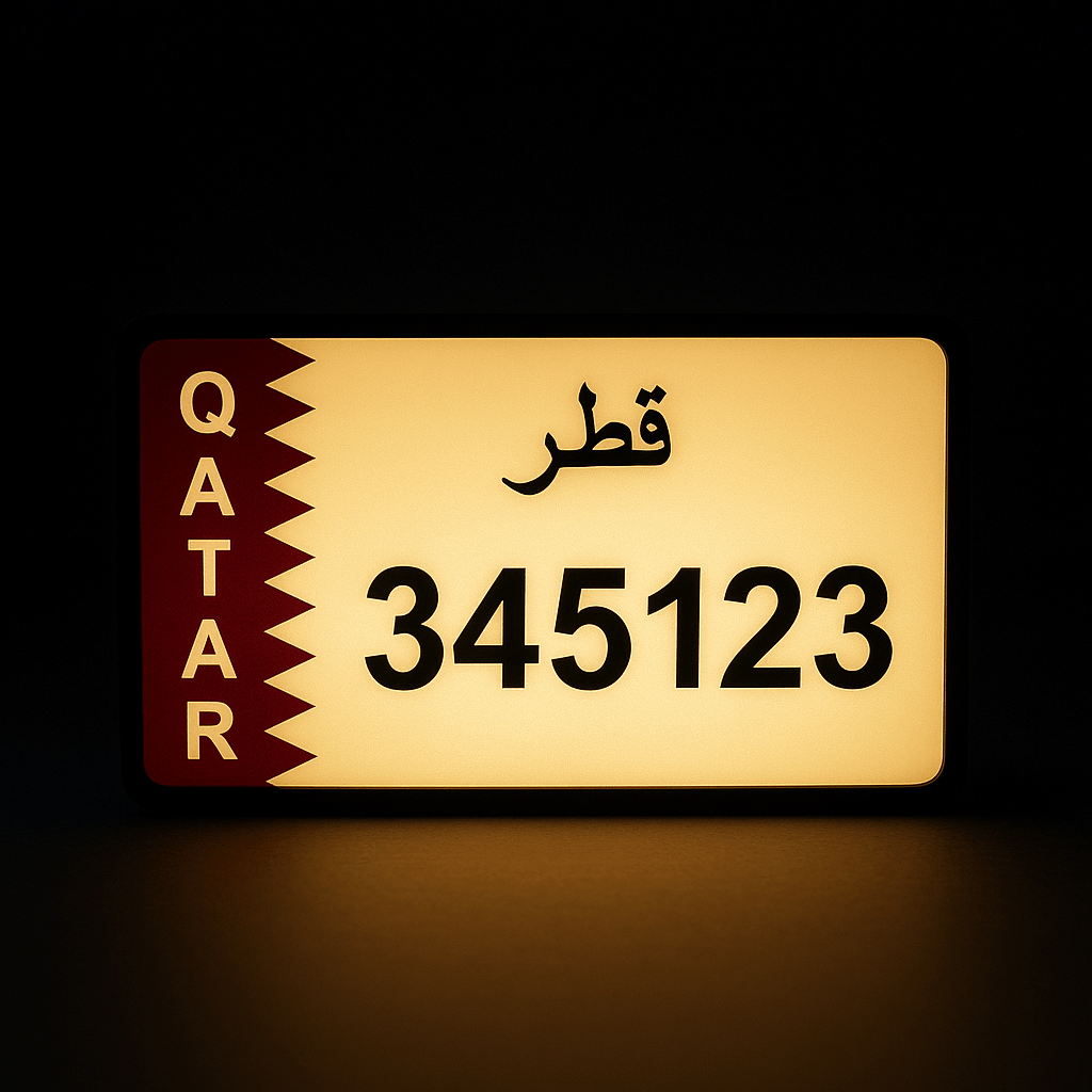 Custom Qatar License Plate Light Box – Personalized LED Sign - Nuqta 3D Studio - Nuqta 3D Studio